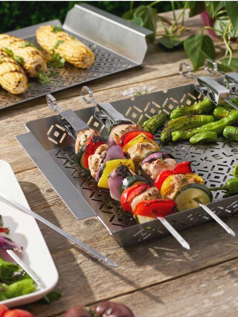 (Ew) Henckels Stainless Steel Grill Basket & Skewer Set - Silver